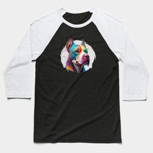 Color Pitbull Face Baseball T-Shirt